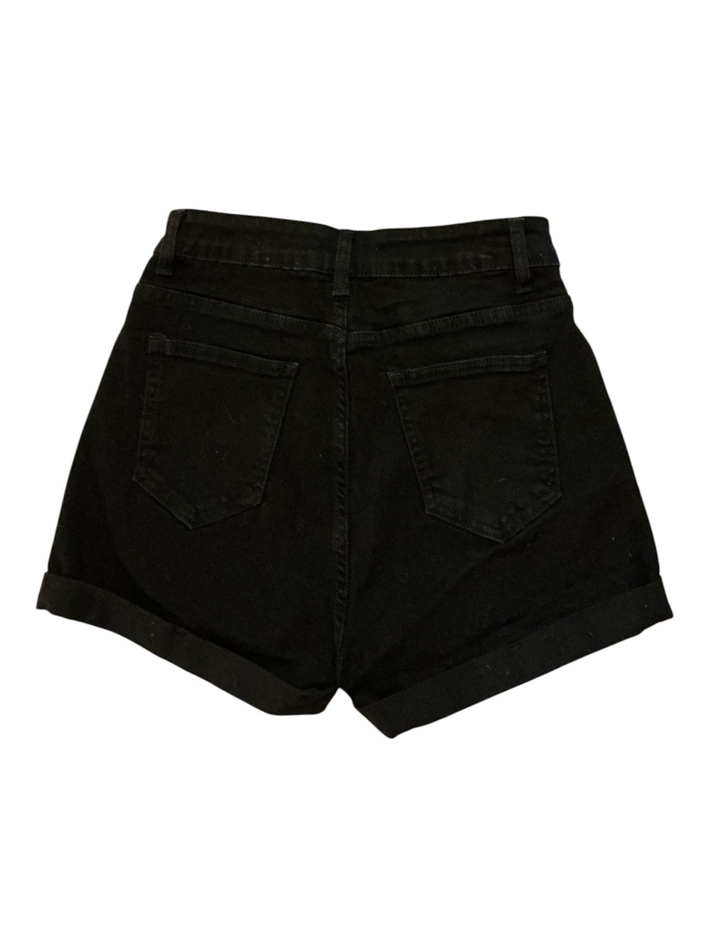 High-Rise Black Denim Women's Shorts - Picture 2 of 3